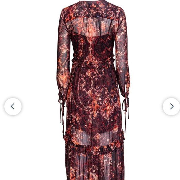 Intermix - Red Paisley Maxi Dress L - Picture 2 of 7